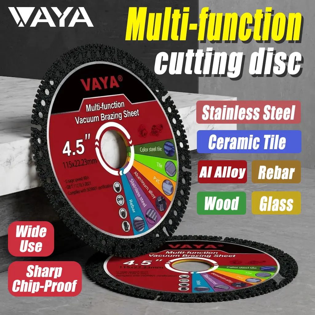 VAYA 4.5" Ultra-Thin Vacuum Brazed Dry-Cut Diamond Saw Blade, Compatible with Angle Grinders for Tile, Marble, Metal & DIY Power Tools