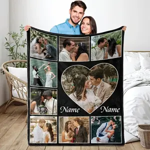 Personalized Flannel Photo Blanket - Custom Throw with Your Favorite Pictures, Machine Washable, All-Season Comfort, Ideal Gift for Couples, Men & Women