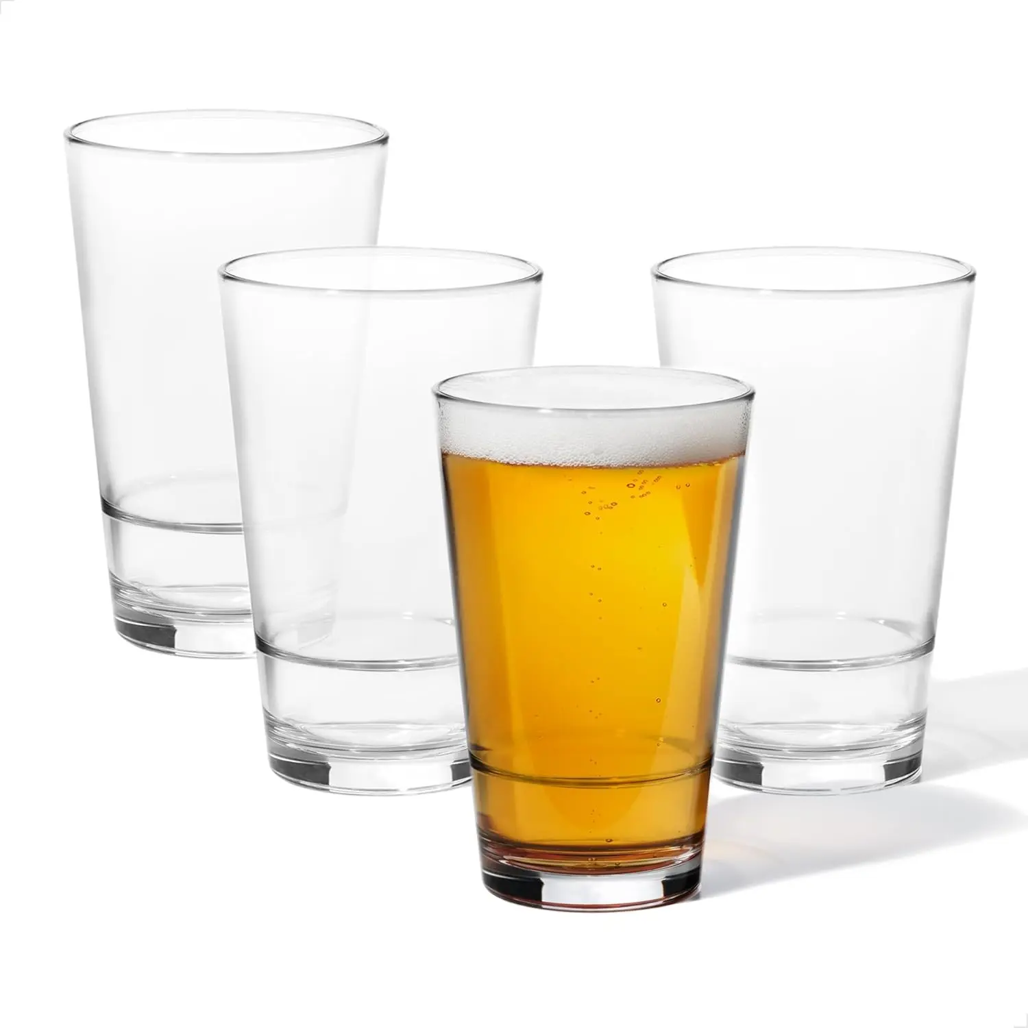 RESERVE 16oz Pint SET OF 4, Premium Quality, Tritan Dishwasher Safe & Heat Resistant Unbreakable Plastic Beer Glasses, Clear