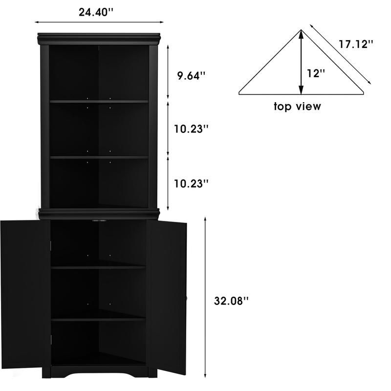 FURMAX Corner Bookcase with Storage, Corner Bookshelf Stand Storage Rack for Living Room, Home Office, Kitchen, Small Space