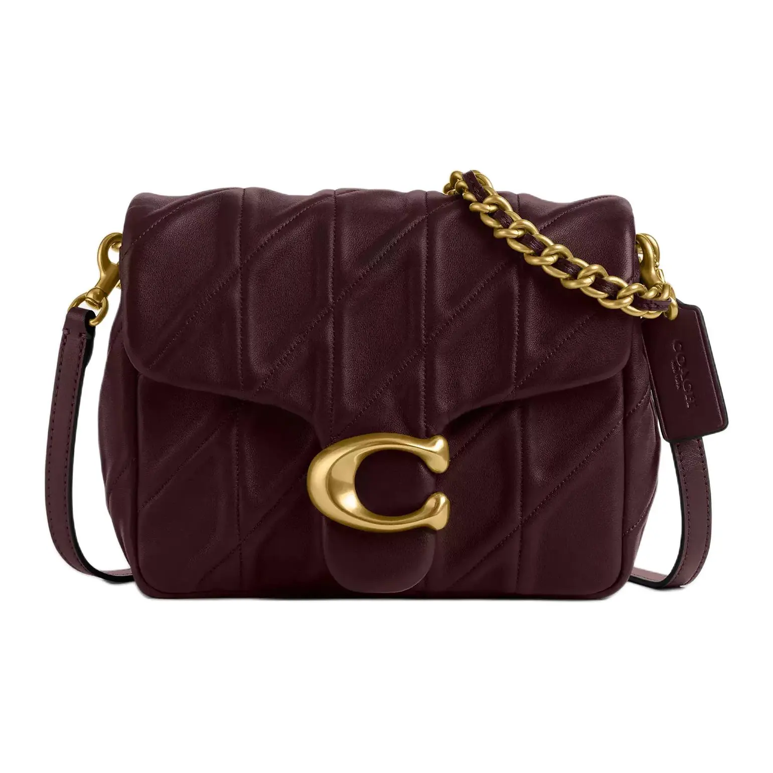 COACH Tabby 20 Crossbody Bag for Women – Metallic Logo Snap Closure, Napa Leather, Melon Color