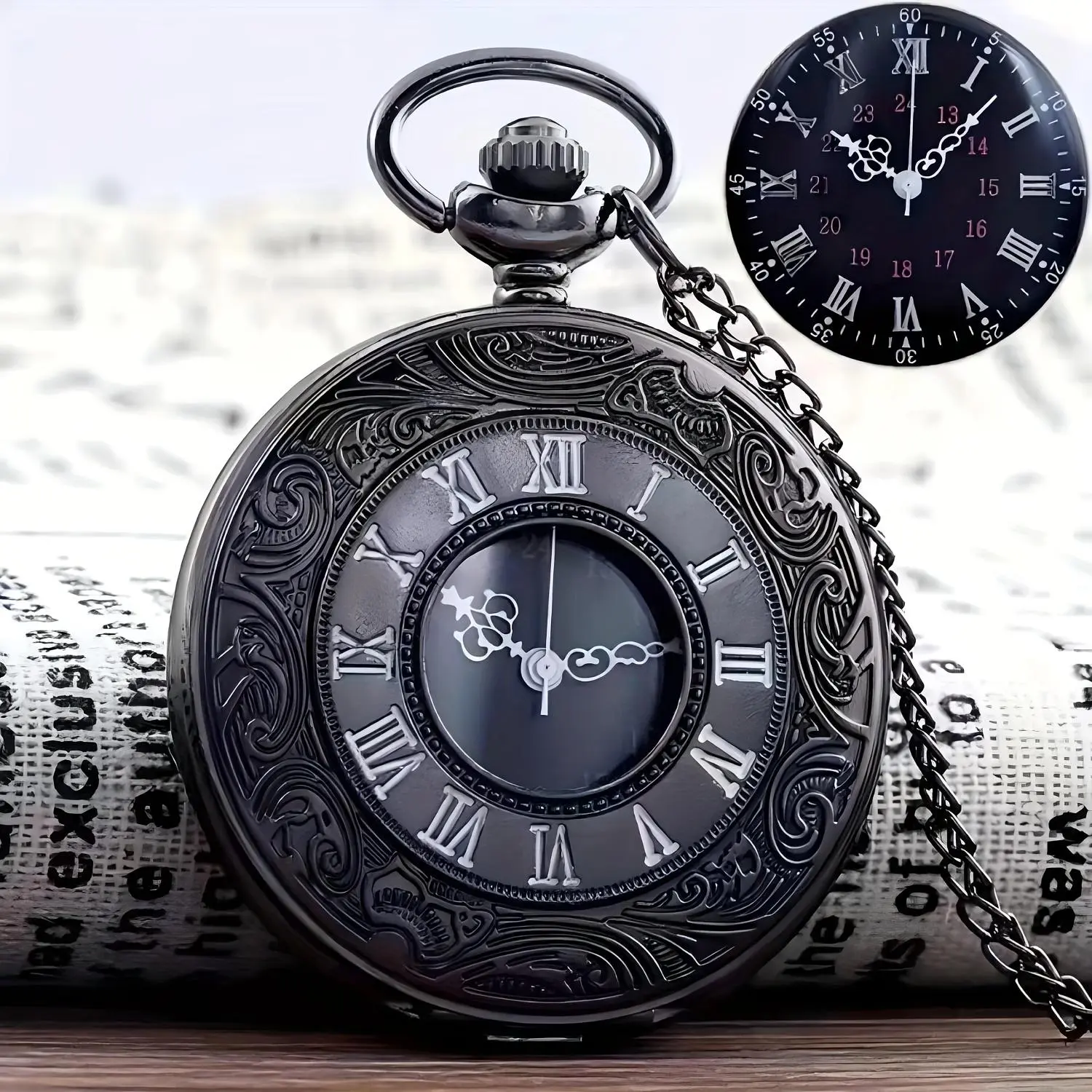 Vintage Flip-Top Pocket Watch, 1pc Classic Roman Numerals, Men's/Women's Necklace, Quartz Large Numerals, Elderly Pendant Watch Gift