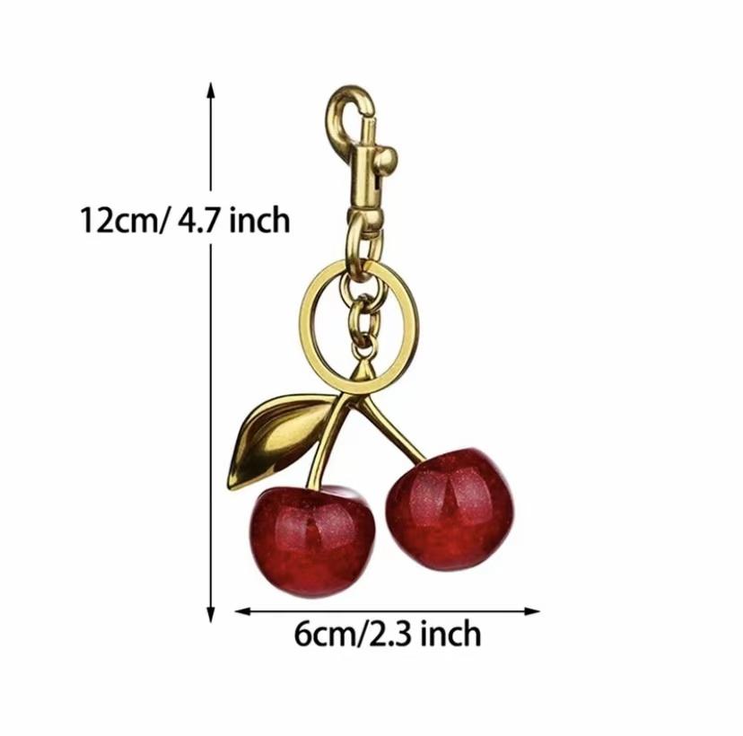 Cute Cherry Design Keychain, Fashionable Heart Decor Keychain for Women & Girls, Trendy All-match Keychain for Birthday Gift, Cherry Key Chain with Heart Clip, Cute Charms Keychain purse accessory adorable add-on Cute Cherry Design Keychain, Fashionable Heart Decor Keychain for Women & Girls, Trendy All-match Keychain for Birthday Gift, Cherry Key Chain with Heart Clip, Cute Charms Keychain purse accessory adorable add-on