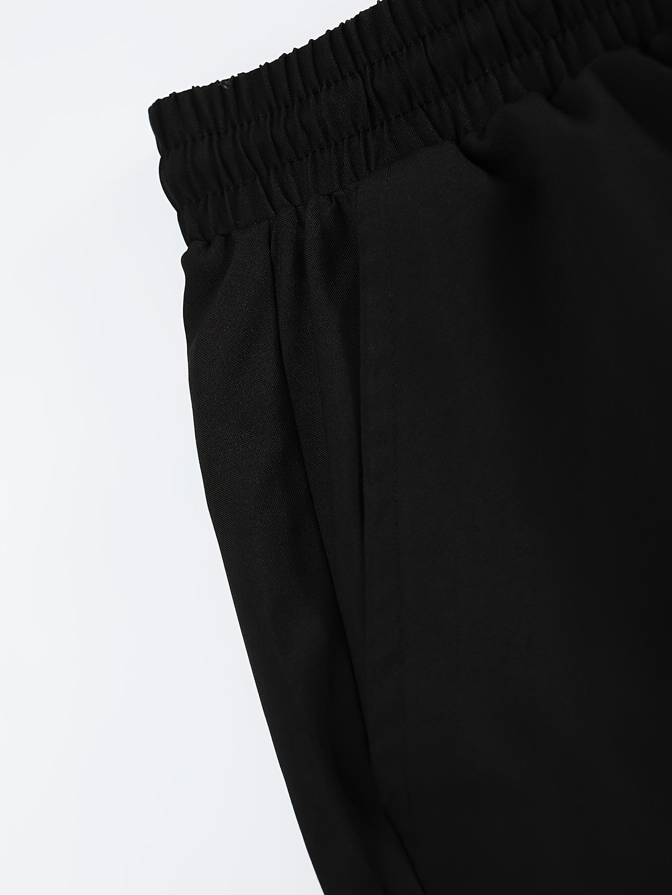 Men's Casual Set - Suit-Inspired Short Sleeve Shirt & Loose Straight Pants - Polyester, Machine Washable