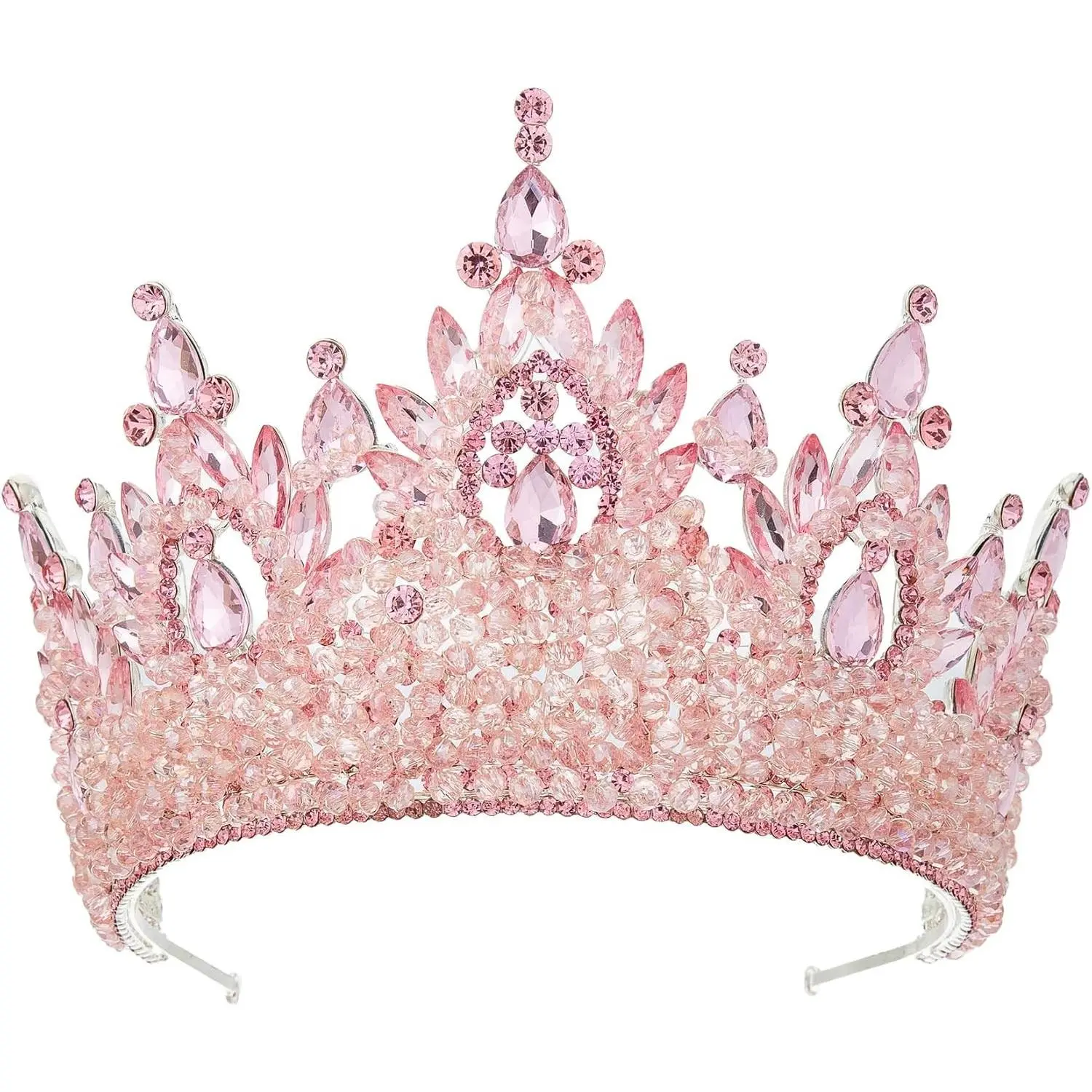 Large Crystal Rhinestone Tiara Crown for Women - Tall Royal Queen Pageant Headband, Princess Quinceanera Headpiece for Wedding, Birthday, Prom, Party, Costume, Cosplay(Gift)