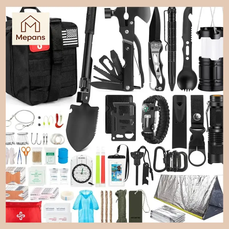 250-Pcs Valentine's Day Emergency First Aid Kit with MOLLE-Compatible Storage Bag and Emergency Tent, for Earthquake, Outdoor Adventure, Gifts for Men