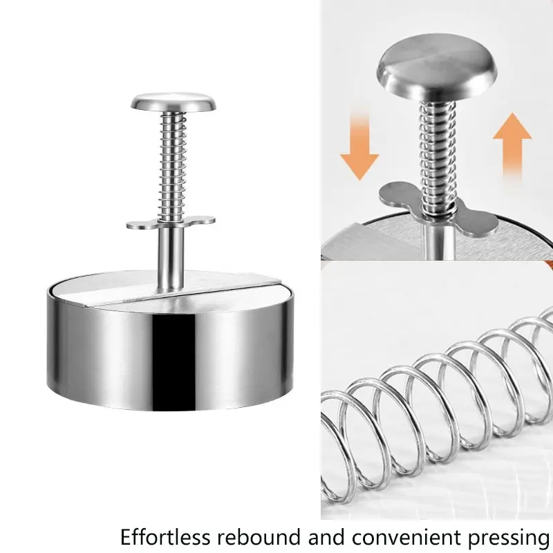 Adjustable Thickness Stainless Steel Hamburger Patty Press Mold, Non-Stick Manual Burger Maker for Beef Patties Sausages Rice Balls, Easy DIY Meat Patty Making Tool for Home Kitchen Grill BBQ