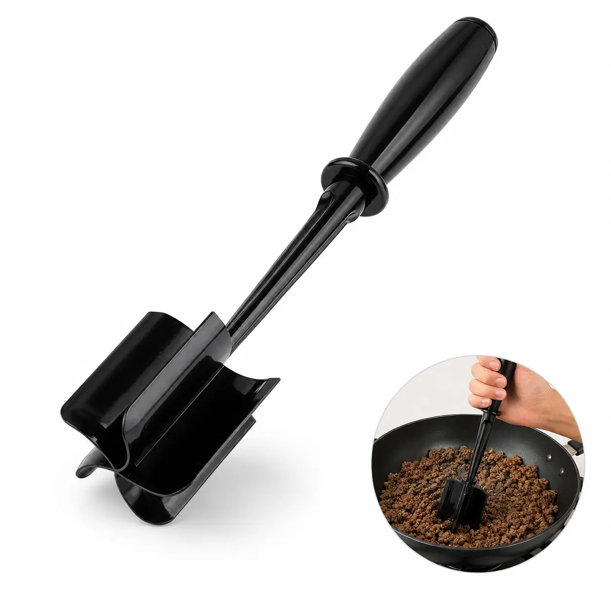 Handheld Meat Chopper, Manual Meat Mincer & Hamburger Meat Masher, Non-Stick Kitchen Tool for Ground Beef, Chicken Shredding & Cooking, Multifunctional Cooking Accessory