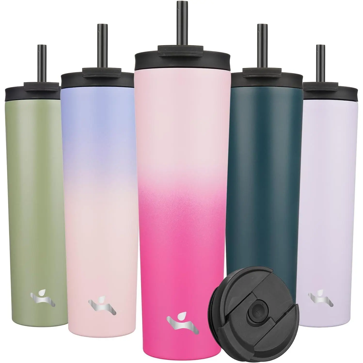 34 OZ Insulated Tumbler with Lid and 2 Straws Stainless Steel Water Bottle Vacuum Travel Mug Coffee Cup,Cherry