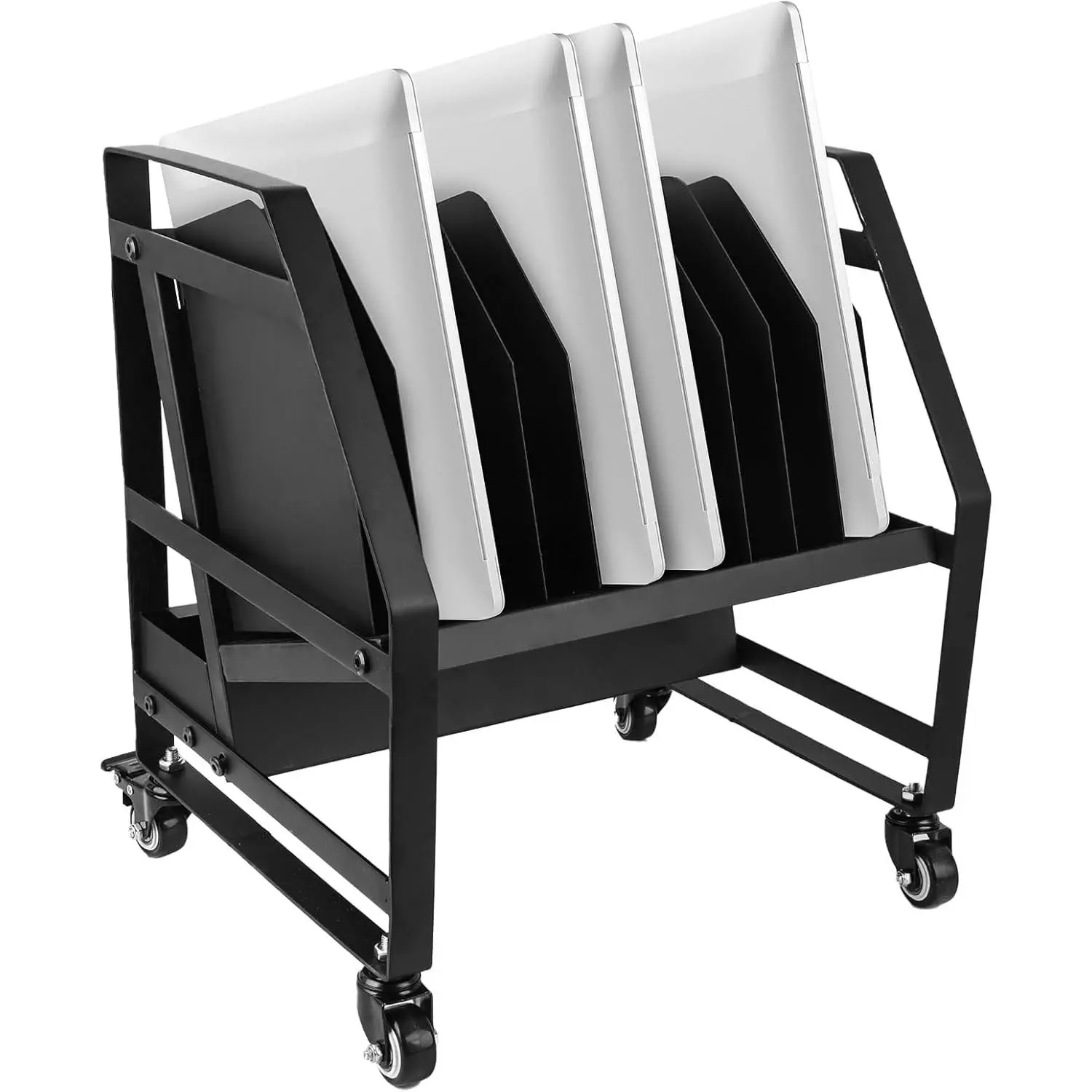 10 Slot Mobile Open Charging Cart for Laptops Chromebooks Tablet Devices | Rolling Open Charging Station Cart Realizes Centralized Power Supply For Digital Devices At School And Office Spaces