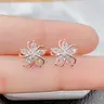 Cute Flower Design Rhinestone Studs Earrings, Artificial Zircon Decor Stud Earrings, Trendy All-match & Exquisite Ear Piercing Jewelry, Costume Statement Jewelry