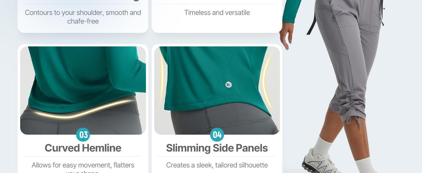 Baleaf Women's UPF 50+ Long Sleeve Crop Top Sun Shirt Lightweight UV Protection Workout Rash Guard with Thumbholes for Hiking and Running