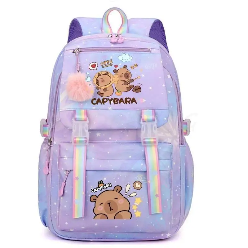 Unisex High Quality Capybara Graphic Canvas Backpack - 44x30x22 cm, Large Capacity, Lightweight Cute Daypack, Cartoon Schoolbag for Girls, No Wheels Casual Travel Commute Knapsack (as shown)