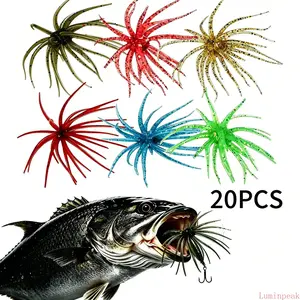 20Pcs Floating Sea Urchin Soft Plastic Fishing Lures, Biomimetic Swim Baits With Lifelike Movement, Durable Freshwater Angling Gear For Bass And Predatory Fish, Lake River General Fishing Tackle