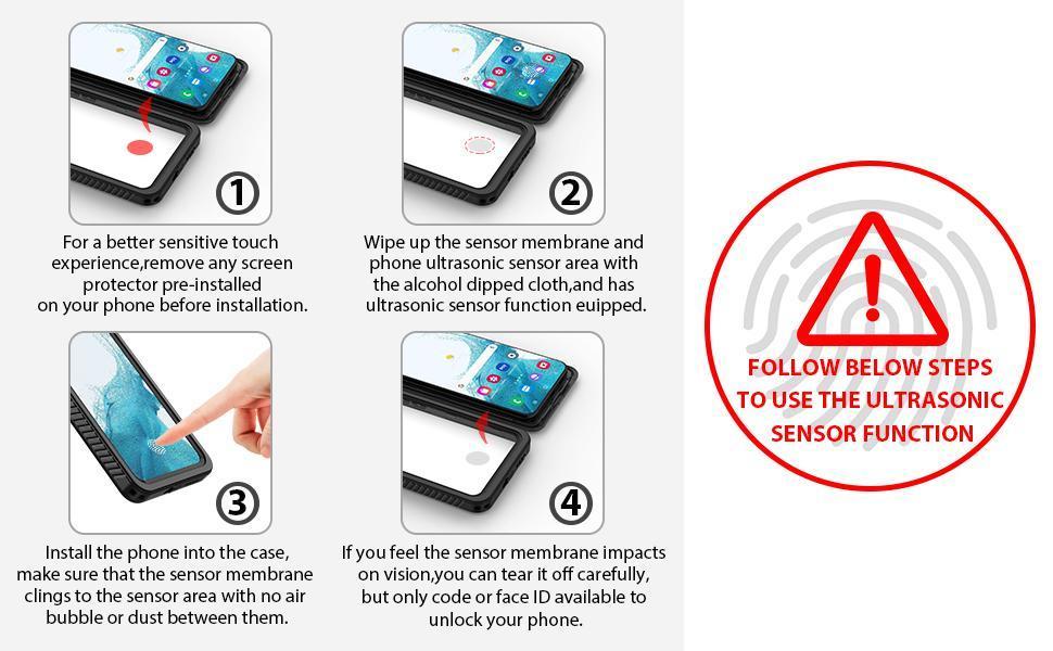 for Samsung Galaxy S22 Case, IP68 Waterproof Dustproof with Built-in Screen Protector, Heavy Duty Full Body Protective Phone Case for Samsung S22 5G, Black/Clear