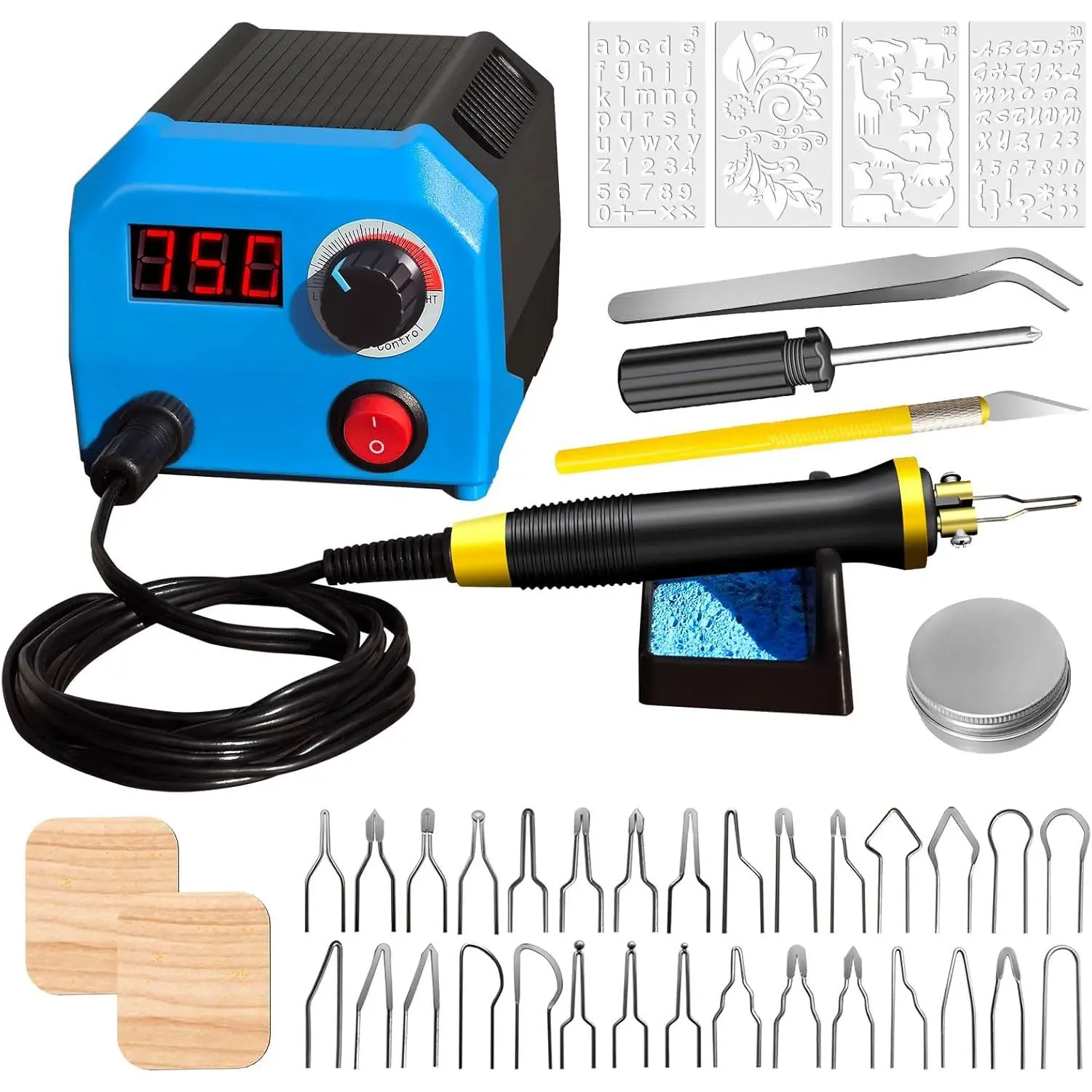 LH55-1 wood burning kit,wood burning tool,digitally adjustable temperature wood burner kit,professional wood burner tool kit for adults beginners craft,pyrography pen (LH55-A pen)