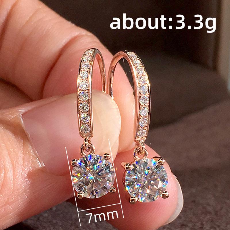 Silver synthetic zirconia decorative earrings, fashionable women's earrings, trendy and versatile exquisite jewelry
