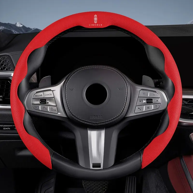 Car Steering Wheel Booster Cover Non-Slip Auto Interior Steer Protector Accessories For Lincoln Navigator Continental Nautilus Aviator MKZ MKX MKC MKT MKS Corsair Mark E