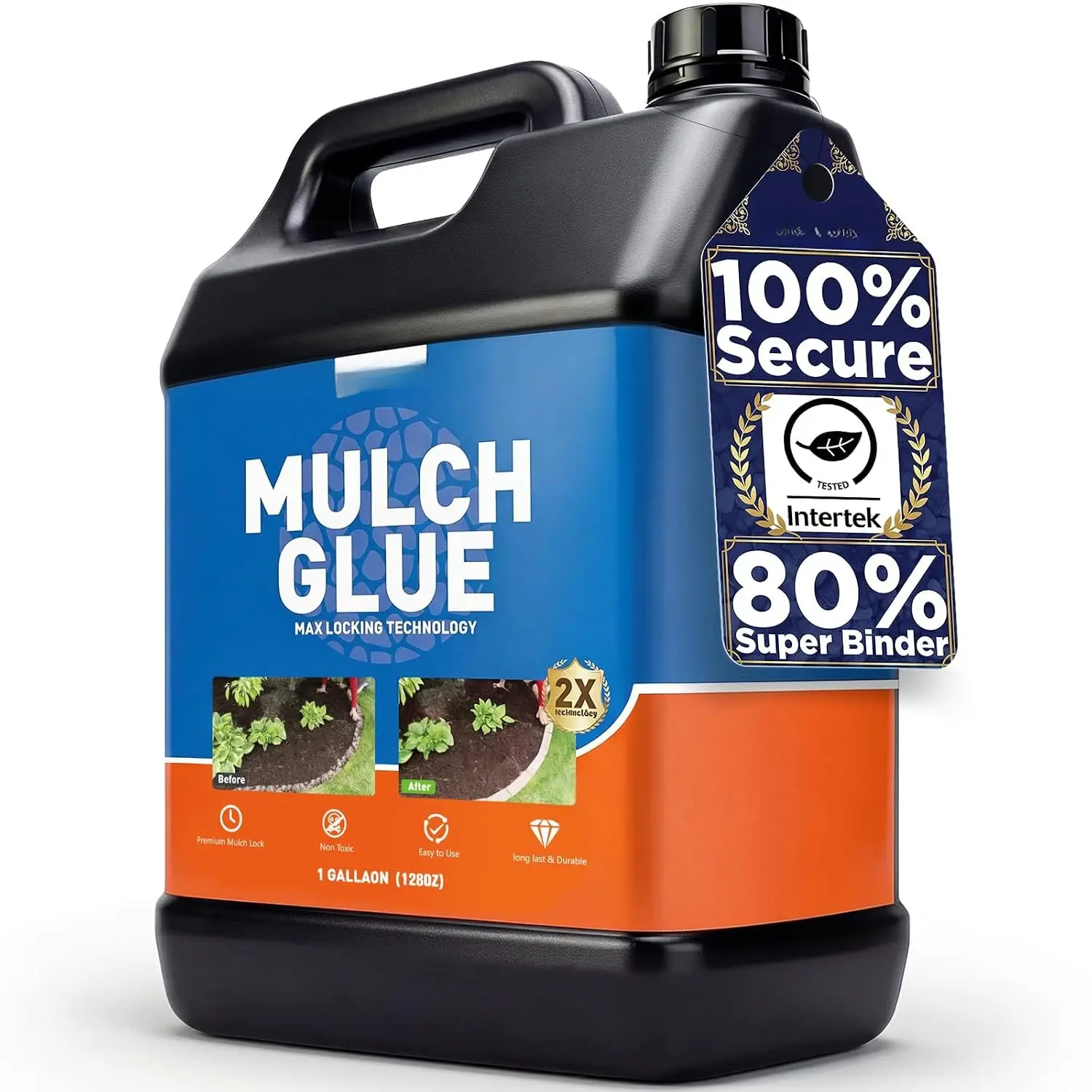 Mulch Glue-1 Gallon Covers 323 Sq Ft (2X  Area)-Super Stick Rock Glue for Landscaping,  Pea Gravel Stabilizer, Weather-Resistant Binder for , Pine Straw, Landscape Edging