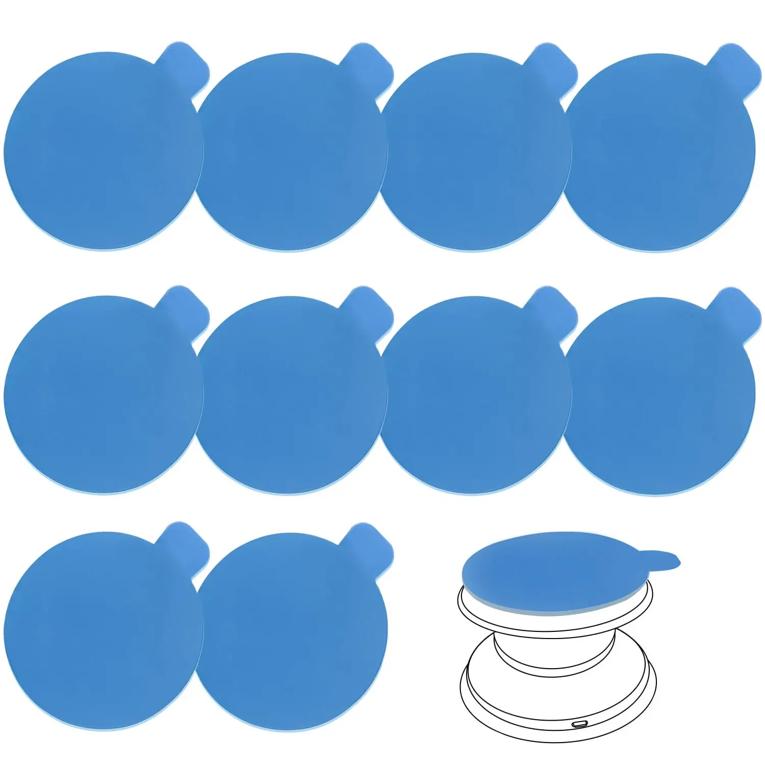 10 count Clear Sticky Adhesive Pads for Socket Base,1.34 inches Transparent Double Sided Tapes  for Collapsible Grip,Small  Phone Holder,Finger Ring Stand