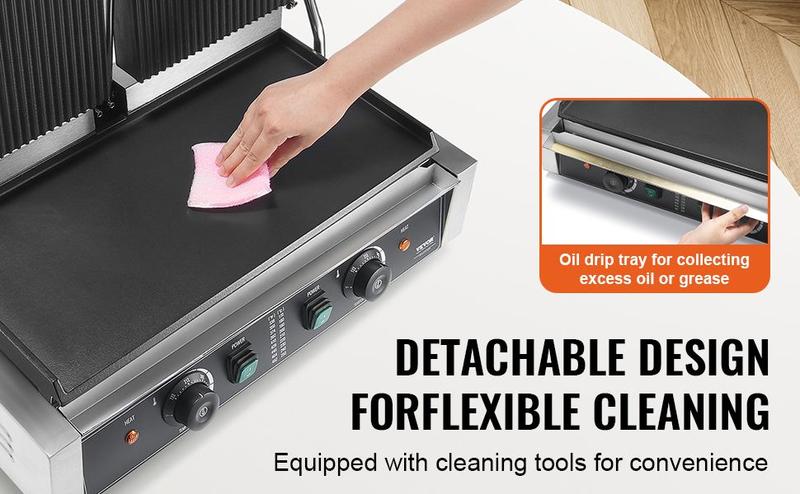 Spring new arrivals Commercial Panini Press Grill Electric Sandwich Maker Griddle Plate 19"x9"