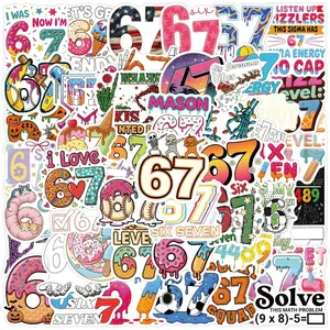 Six Seven Stickers 50Pcs, Funny 6 7 Stickers Waterproof Vinyl Gifts for Phone, Water Bottle, Luggage, Laptop, Adults Teens