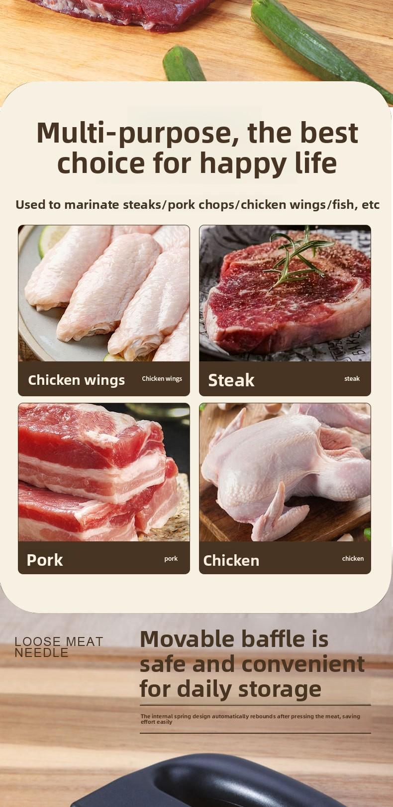 48-needle Meat Tenderizer for Breaking Fibers Creating Holes Enhancing Flavor Household Tool for Pork Beef Steaks Stainless Steel Non-Slip Handle Mallet Kitchen Utensils Black Blade ultra-sharp,stainless,steel blade kitchen meat tenderizer Home Chopper