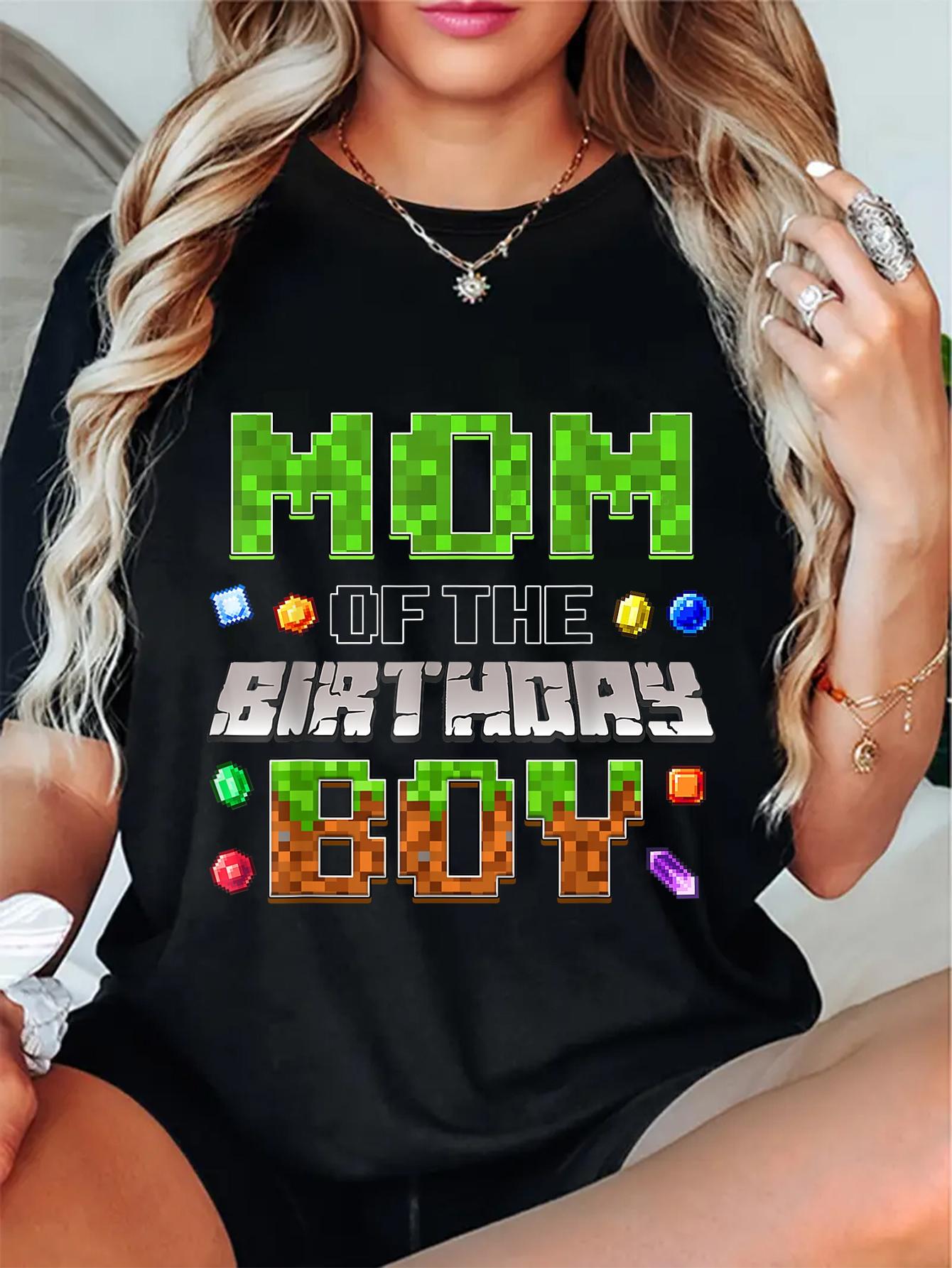 Unisex Mom Of The Birthday Boy Game Pixel Number Birthday Party T-Shirt