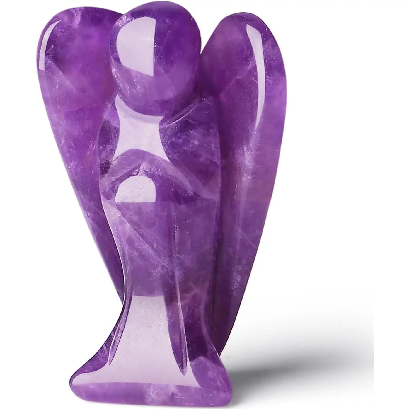 Amethyst Crystal Angel Figurine Healing Stones, Guardian Angel Pocket Gemstone, Polished Purple Carved Angel Decor, Spiritual Stocking Stuffer Gift for Women MenGift