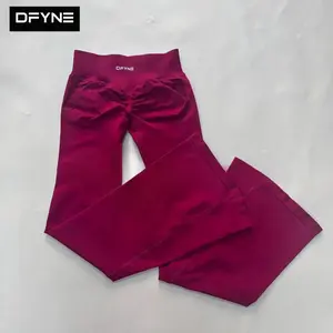 DFYNE Seamless Ruched Scrunch Bum Flare Leggings| High Waisted Tummy Control Bootcut Yoga Pants, Booty Lifting Gym Tights for Women