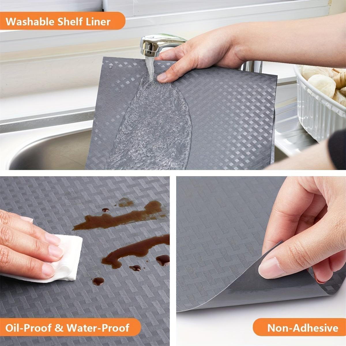 Kitchen Cabinet Liner, 1 Roll Waterproof & Oil-proof Kitchen Cupboard Liner, Durable Plastic Drawer Mat, Non Adhesive Fridge Liner for Shelves, Kitchenware