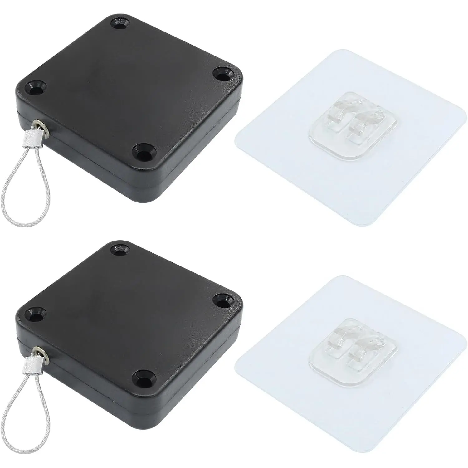 2 count Automatic Sliding Door Closer Punch Free Door Closer Automatic Door Closer Steel Drawstring for Bedroom/Bathroom/Office (500g Tension, Black)