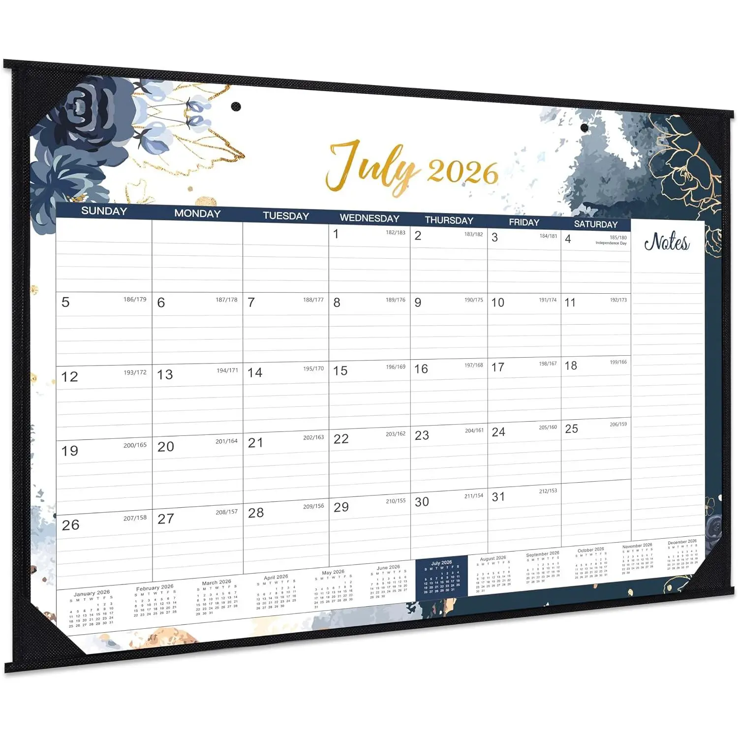 Large Desk Calendar 2026-2027, July 2026 - December 2027, 18 Month Desk Calendar, 22" x 17", Corner Protectors, Schedule Planner for , Office