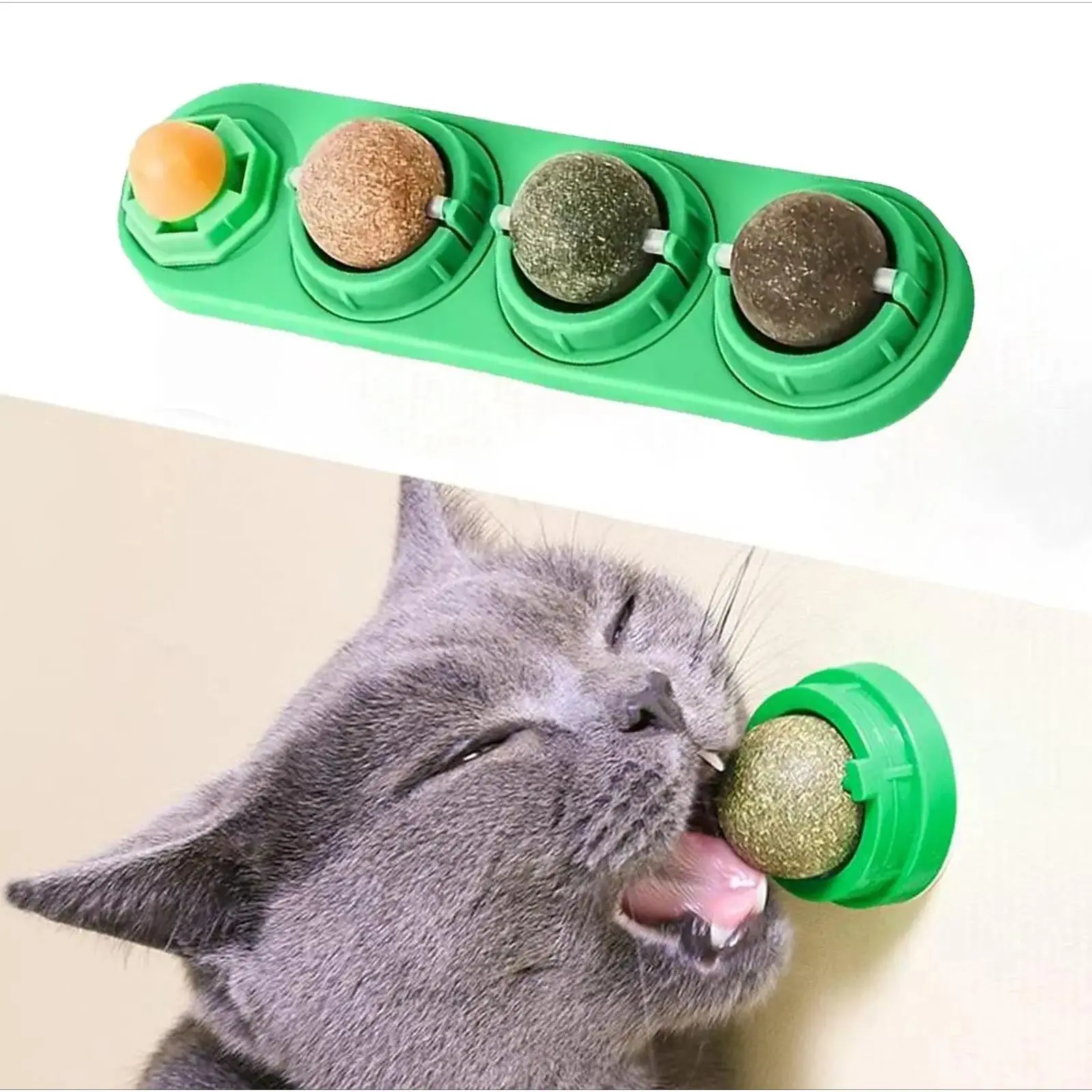 Catnip Toys Balls 4 Pack - Extra Cat Energy Ball, Edible Silvervine Kitten Toys, Healthy Dental Chew Toys for Teeth Cleaning