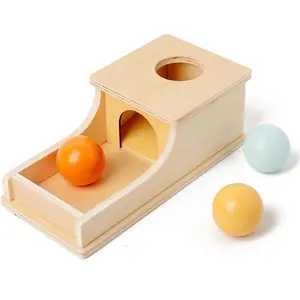 Montessori Toys Object Permanence Box Soft Sound Wooden Baby Ball Drop Play for 6 Month 1 2 3 Year Old Toddlers Infant Early Age