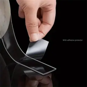 Transparent Double-Sided Nano Tape, Waterproof & Heat-Resistant, Reusable Adhesive Strips for Bathroom & Home Decorations