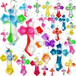 30 Packs Mini Backpack Pop Fidget Bubble Toys, Bulk Religion Cross Classroom Students Prizes Birthday Party Favors Giftsfidget toys