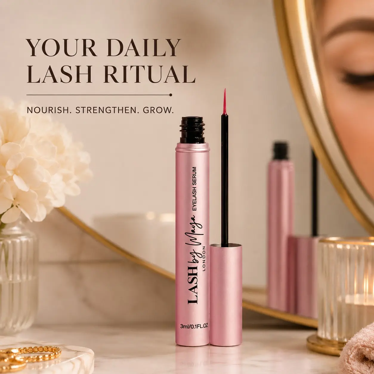 Professional Lash Growth Essence 5ML, Ultra-Fine Brush Head, Lightweight Absorbent, Nourishing Repair, Promotes Long & Thick Lashes
