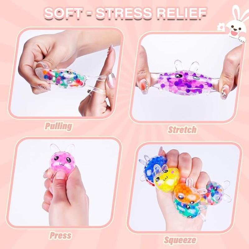 12 Pcs Easter Bunny Mini Squeeze Balls,Random Color Easter Basket Stuffers, Easter Egg Fillers, Kawaii Squishies Stress Relief Fidget Toys for Kids Boys Girls Toddlers Gifts Party Favors
