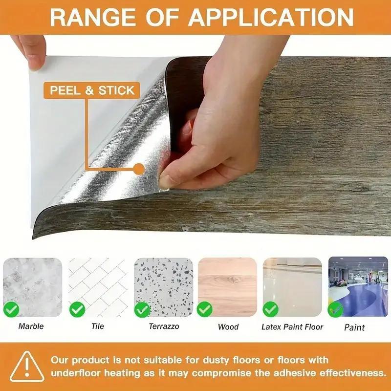 Wood Grain Pattern Floor Sticker, 5 Counts Self Adhesive Floor Sticker, Easy To Install Wall Decal for Living Room, Bedroom, Kitchen