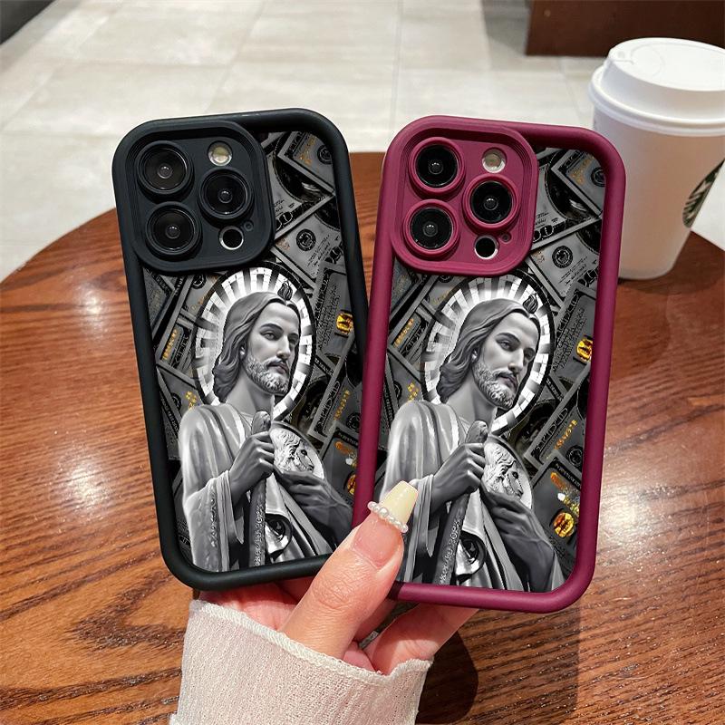 San Judas Tadeo Pattern Phone Case , Soft Silicone Tpu Protection and Shockproof For iPhone 17 16 15 Pro Max 14 16Pro 13 12 11 X Plus Air Mini 17e Money