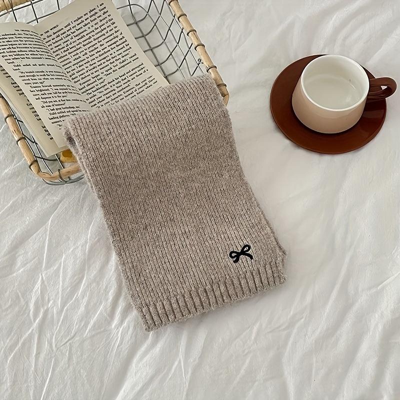 Winter Knit Scarf for & Youngsters - Soft Warm Necklace-like Scarf, Easy-Care (Hand/Dry Clean) - Cold Weather Accessory in Burgundy/Black/Beige/Gray/White/Pink/ - Perfect Gift for Girls & Boys, Winter Scarf, Bow Detailed Scarf, Thick Knit Texture