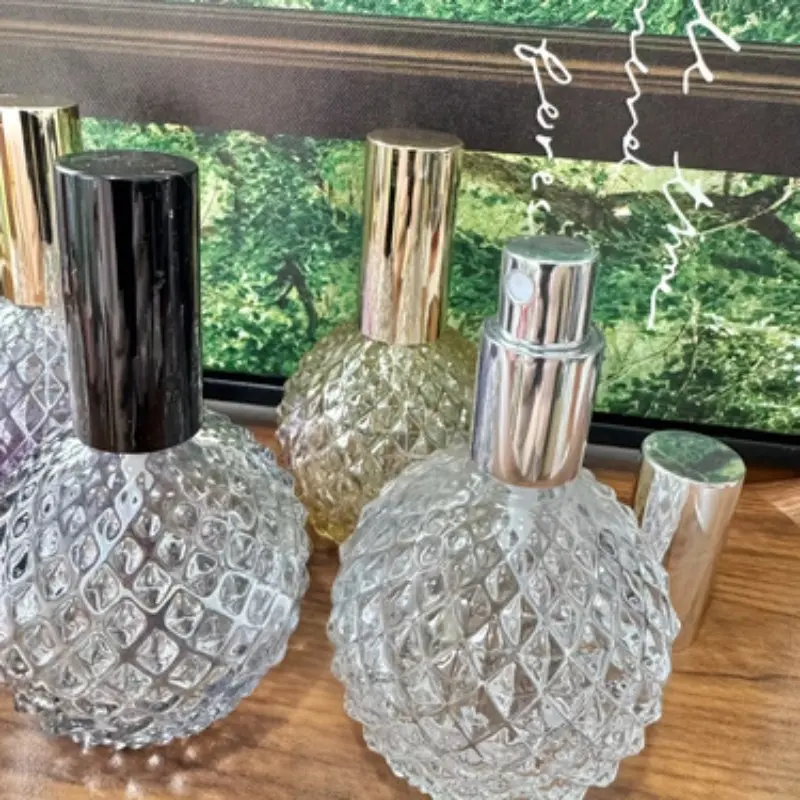 0.33oz 100ML Glass Perfume Bottle, Reusable Empty Flask, Portable Spray Dispenser, Travel Essential, Colors