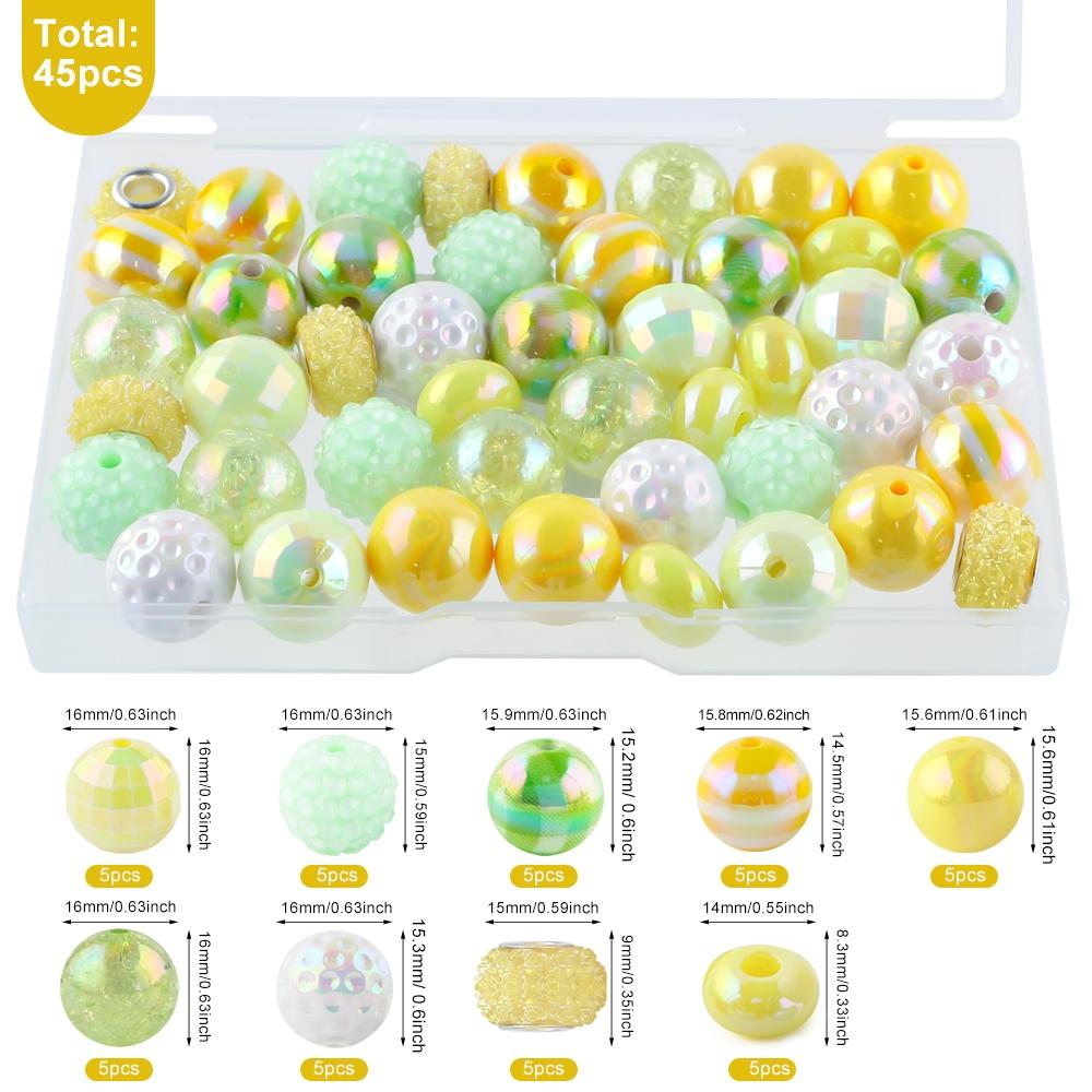 45pcs Acrylic Beads Box Set, Striped Cracked Grid Rose Pearl Spacers, DIY Jewelry Making Supplies for Bracelets & Keychains, DIY Mix Beads