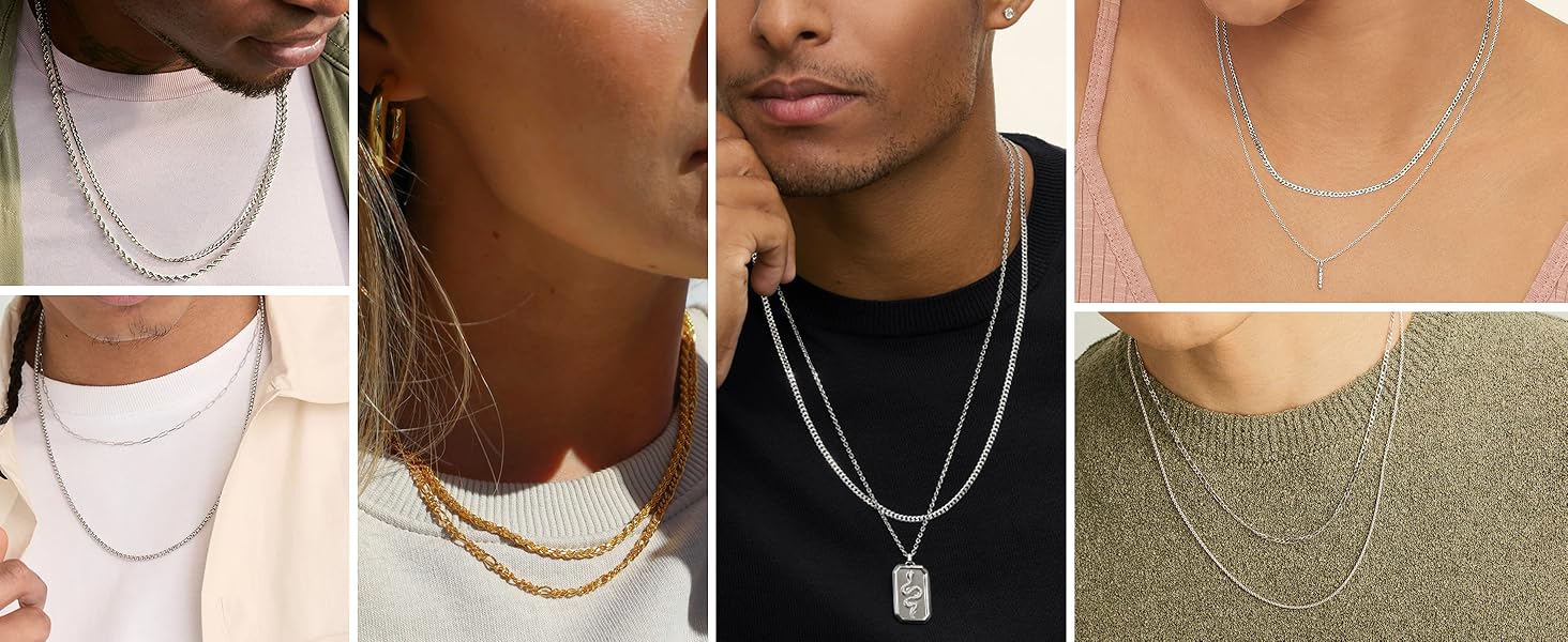 MILACOLATO Solid 925 Sterling Silver Cross Necklace for Men Women, 2mm Diamond-Cut Sterling Silver Chain with Cross Pendant Beveled Edge for Men, Silver Crucifix Cross Necklace Jewelry 16-24 Inches (Cuban Chain/Figaro Chain/Wheat Chain/Rolo Chain)