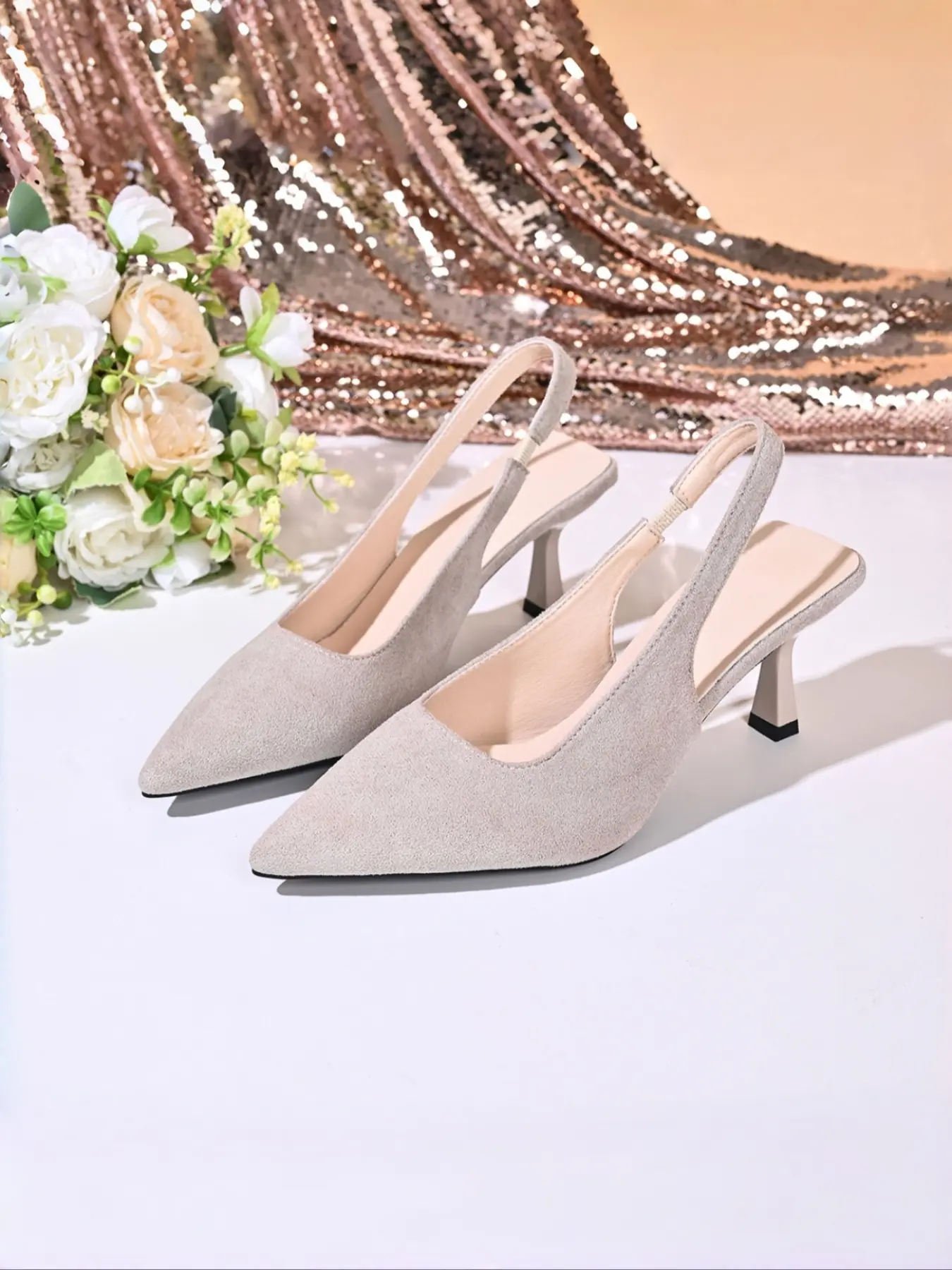 Women Pointed Toe Slingback High Heels, Elegant Stiletto Dress Pumps for Wedding, Party, Evening Occasions