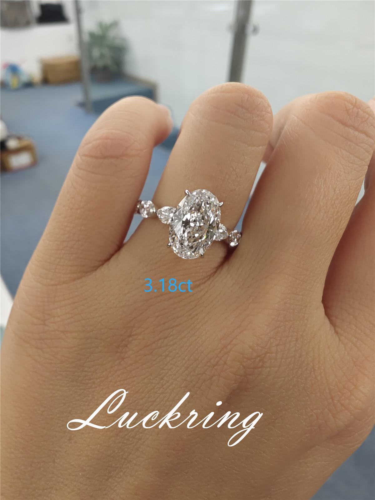 10K Solid Real gold Lab grown Diamond 4CT Oval IGI Diamond Ring Engagement ring Female MARQUISE 18K yellow gold wedding ring