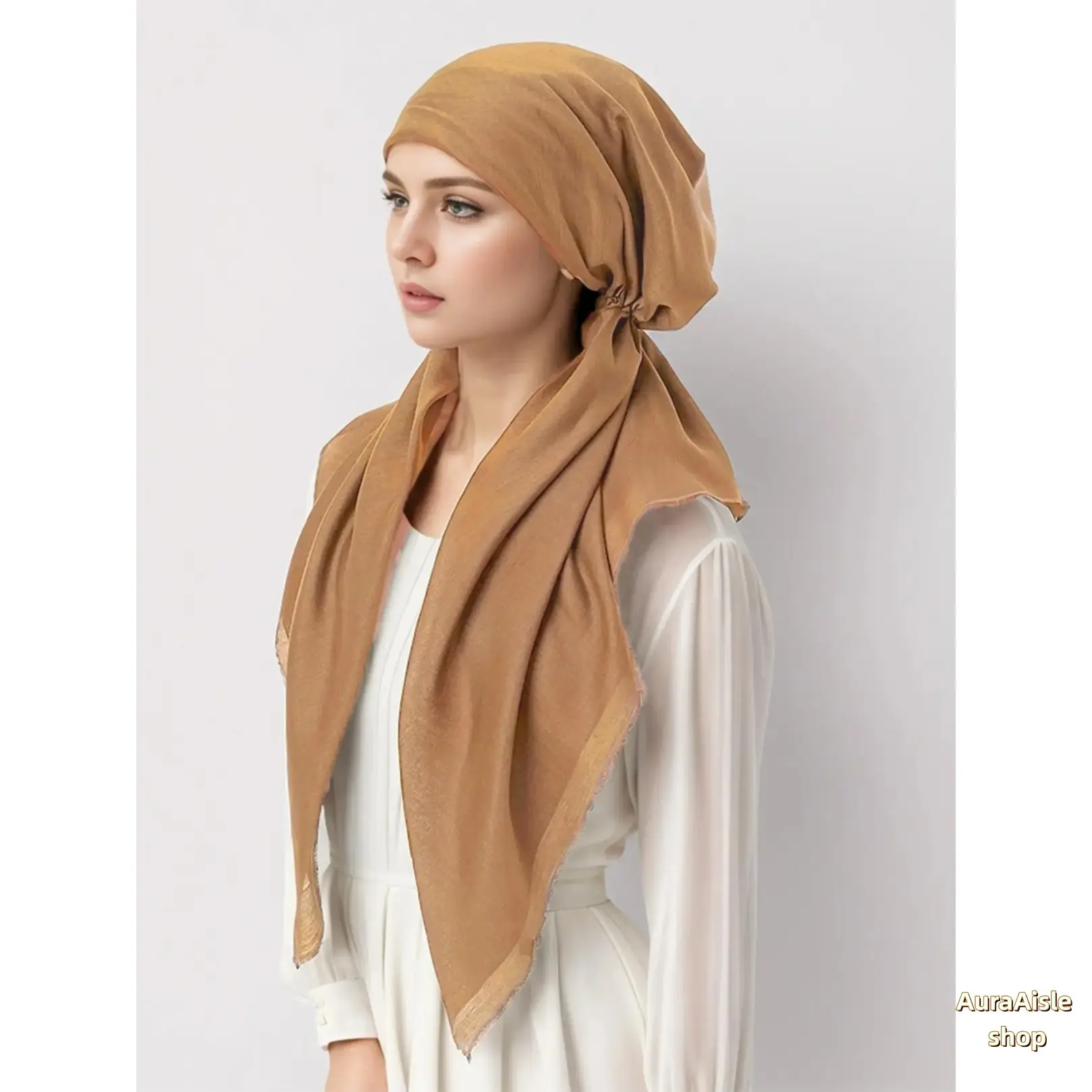 Women Solid Color Instant Hijab, Minimalist Modest Head Scarf, Soft Breathable Wrinkle Resistant Hijab, Elegant Daily Casual Wear, Lightweight Stylish Head Wraps For Ladies And Teen Girls