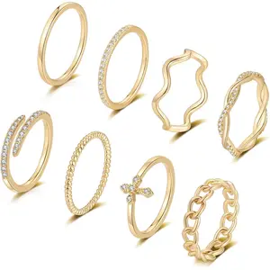 14K Gold Plated Stacking Rings Set for Women, Stackable Knuckle Thumb Rings Thin Dainty Silver Rings for Women Wedding Eternity Band Simple Rose Gold Ring Size 4-11