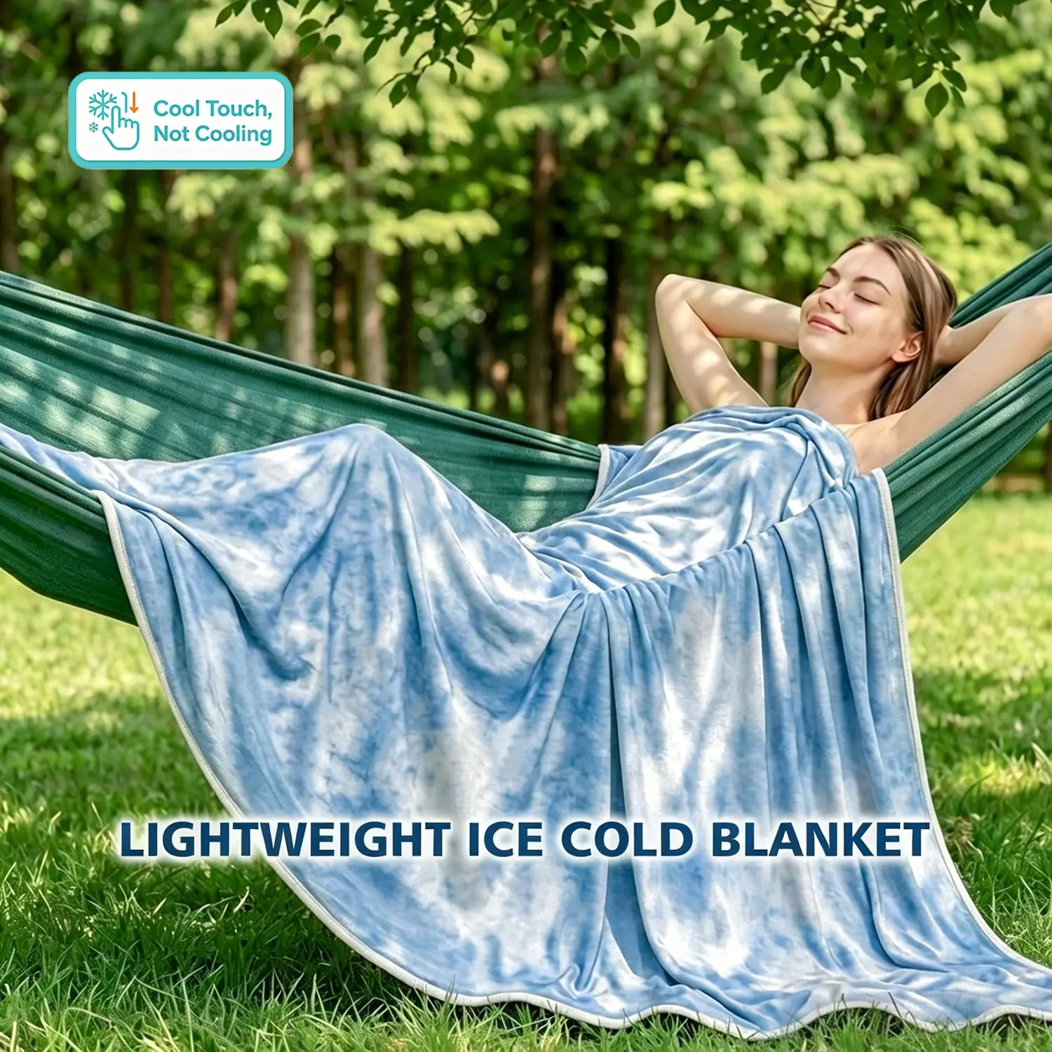 Cool Touch Blanket Twin/Queen Size, Q-Max 0.5 Cool Blankets for Hot Sleepers, Ice Summer Blanket for Nights Sweats, Blue Lightweight Sheet for Bed